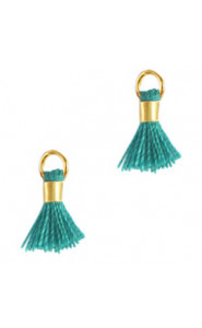 Mini Quaste Ibiza Style 0.7cm Gold-tropical teal blue